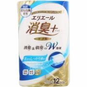 エリエール 消臭+トイレットティシュー 芯からしっかり香る フレッシュクリアの香り (ダブル) 25m×12ロール×6セット入り (1ケース)