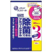 エリエール 除菌できるアルコールタオル ウイルス除去用 ボックス つめかえ用 120枚 (40枚×3個)
