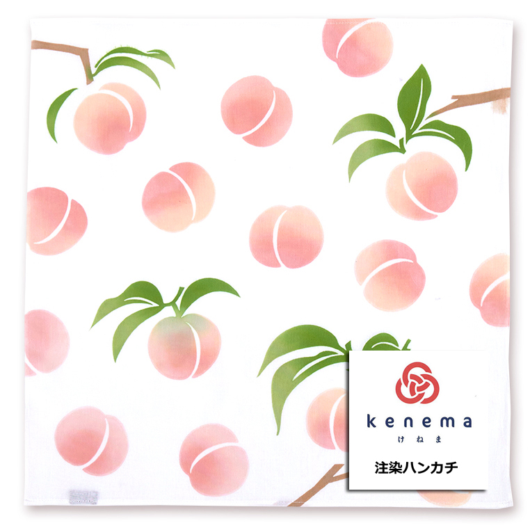 気音間注染ハンカチ　桃