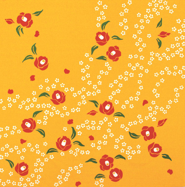 気音間　綿 大 風呂敷 約90cm【椿と雪柳】