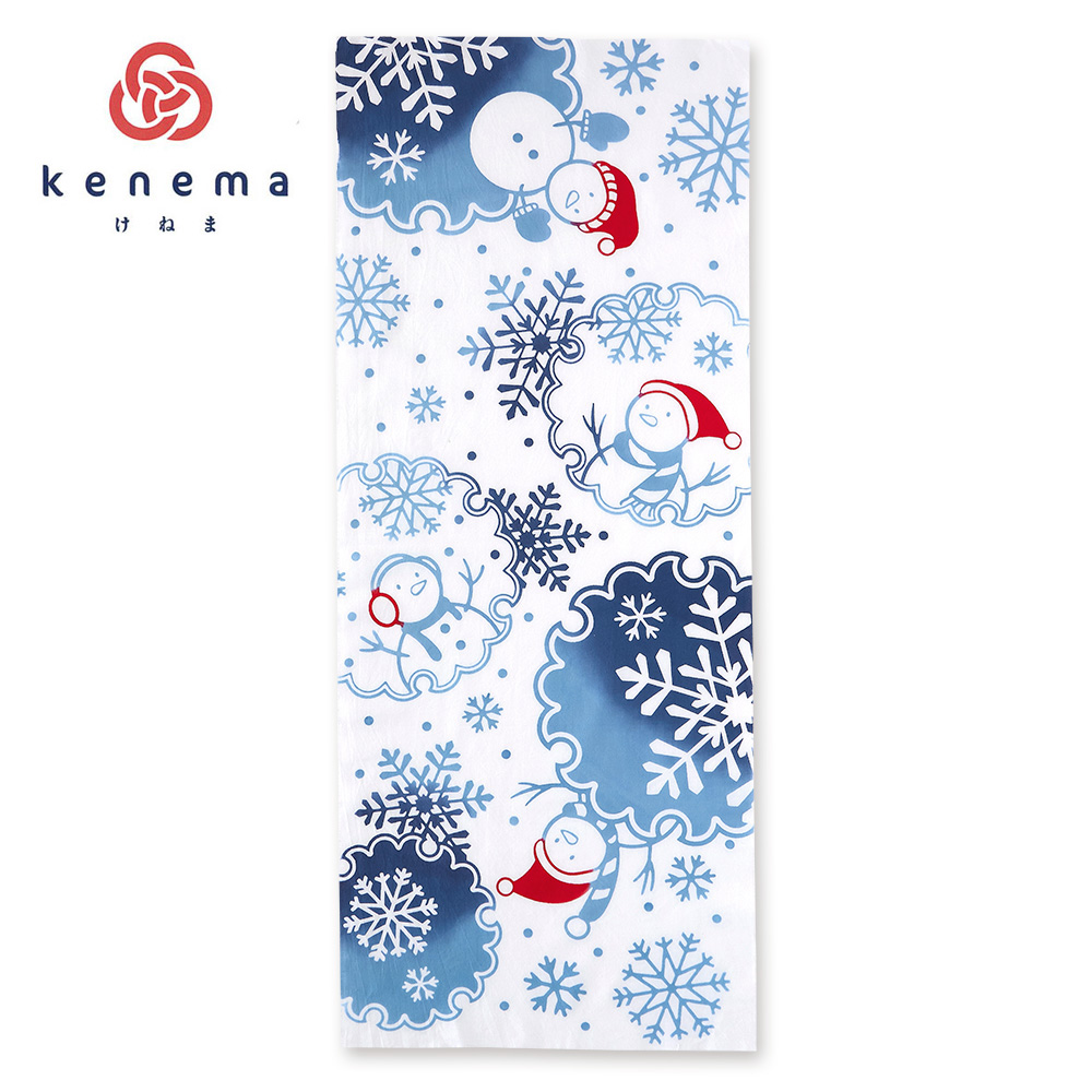 気音間手ぬぐい　雪花舞う