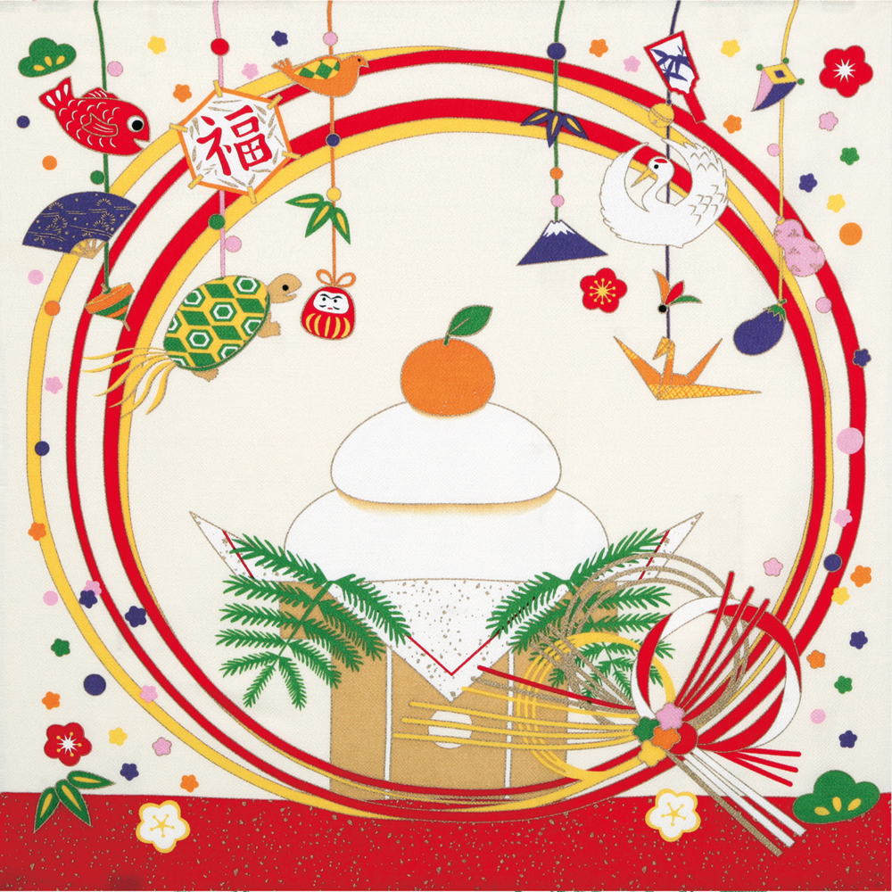 彩時記　丹後ちりめん友仙ふろしき　約68cm　【お正月】