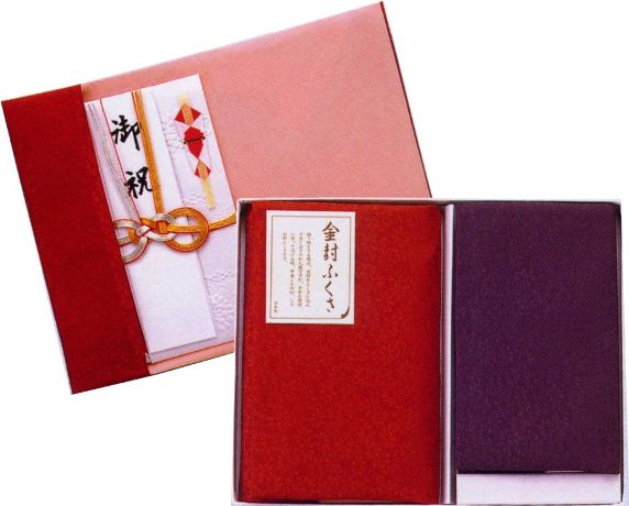 小花綸子ソフト金封ふくさ大小セット（エンジ/紫） 風呂敷は京都のいー 