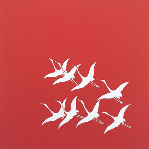 結納用風呂敷 綿紬（シャンタン）【つる】 約130×130cm 風呂敷は京都の