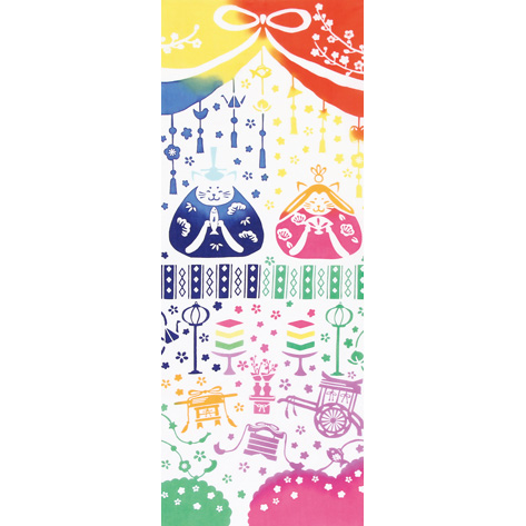 和布華手ぬぐい　猫のひな祭り