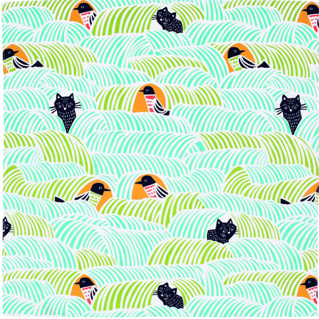 katakata　ねこととり　グリーン