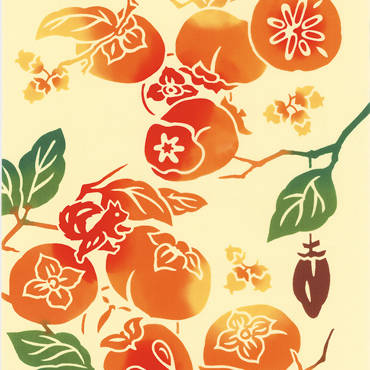 気音間手ぬぐい　甘柿渋柿