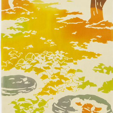 気音間手ぬぐい　銀杏の絨毯