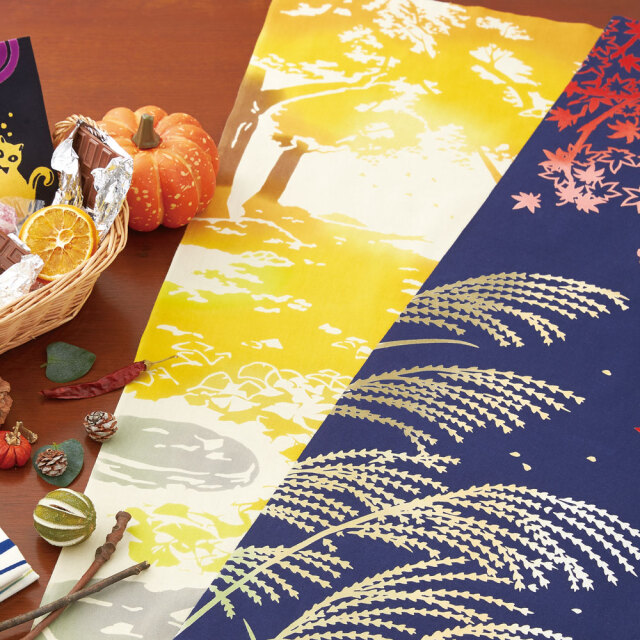 気音間手ぬぐい　銀杏の絨毯