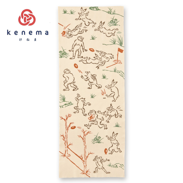 鳥獣戯画展ビビットカラー手ぬぐい 3枚1枚使用済テープバッジ×2ファイルA4×2 注染手ぬぐい 日本製 気音間 手ぬぐい 【鳥獣戯画/ラグビー】 風呂敷は