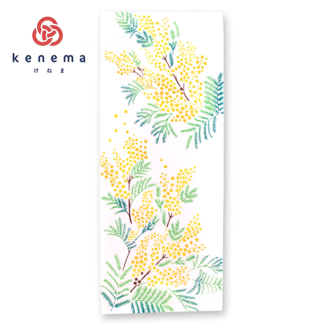 注染手ぬぐい 日本製 気音間 手ぬぐい 【香るミモザ】 風呂敷は京都の