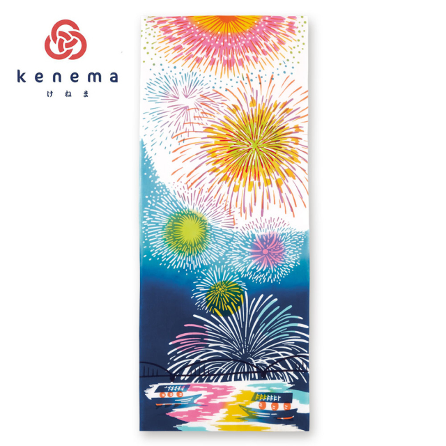 気音間　手ぬぐい　打上花火