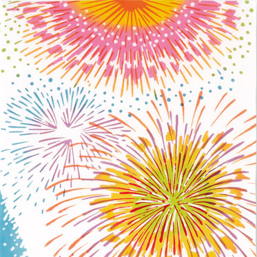 気音間　手ぬぐい　打上花火