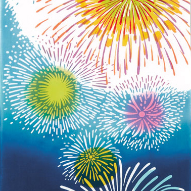気音間　手ぬぐい　打上花火