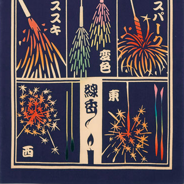 気音間　手ぬぐい　花火番付