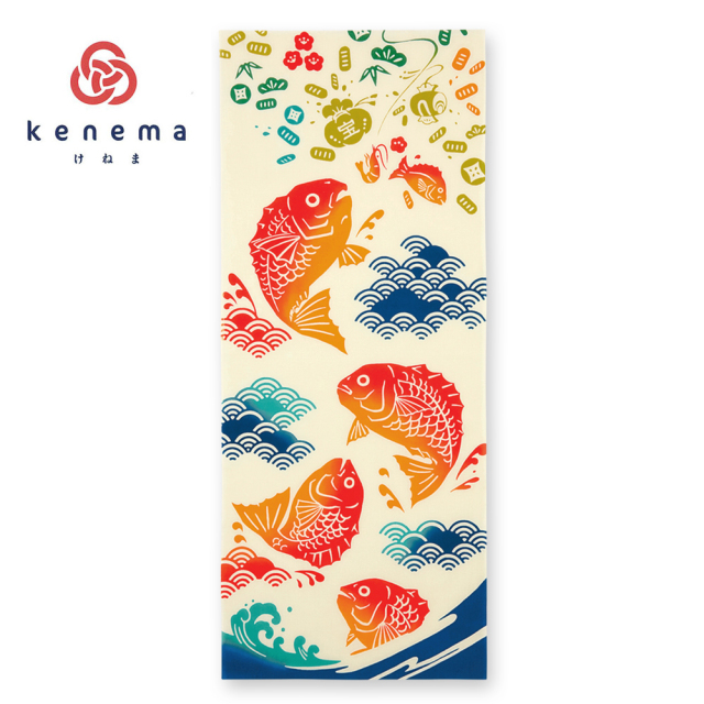 気音間手ぬぐい　海老鯛釣り