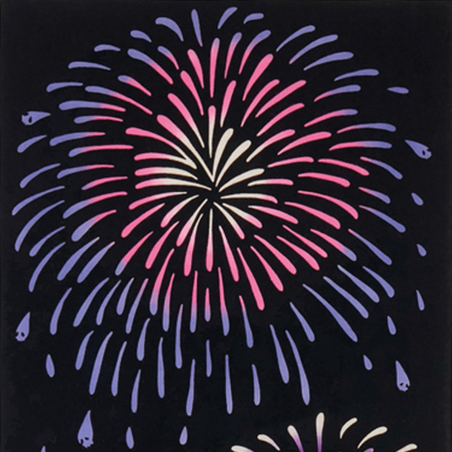 気音間　手ぬぐい　骨酒花火