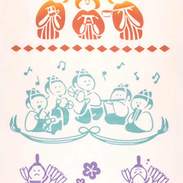 気音間手ぬぐい　ゆるふわ雛祭り