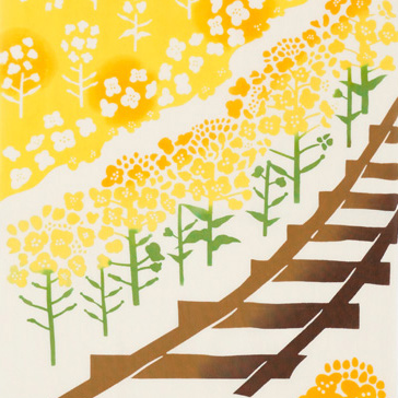 気音間手ぬぐい　菜の花の旅路