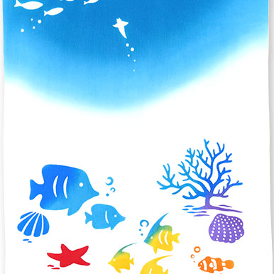 気音間手ぬぐい　海底水族館
