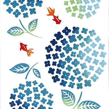 気音間手ぬぐい　紫陽花金魚