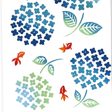 気音間手ぬぐい　紫陽花金魚