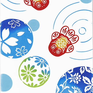 気音間手ぬぐい　水面金魚