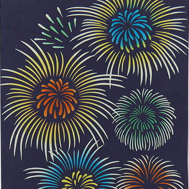 気音間手ぬぐい　夏夜の華