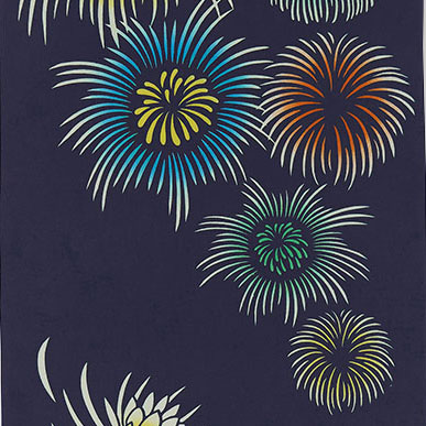 気音間手ぬぐい　夏夜の華