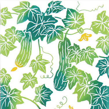 気音間手ぬぐい　葉陰で休息