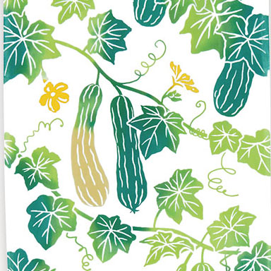 気音間手ぬぐい　葉陰で休息