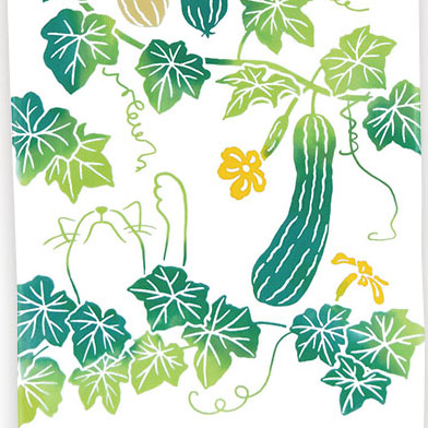 気音間手ぬぐい　葉陰で休息