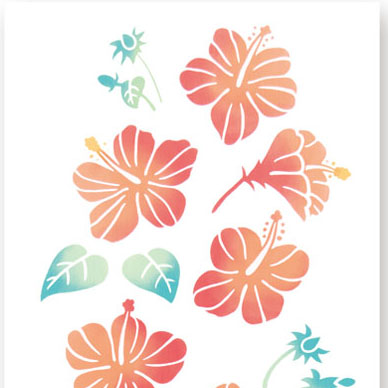 気音間手ぬぐい　ハイビスカスの庭