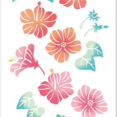 気音間手ぬぐい　ハイビスカスの庭