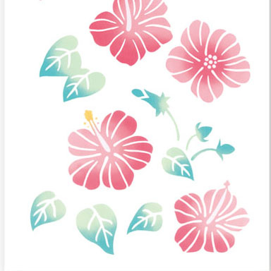 気音間手ぬぐい　ハイビスカスの庭