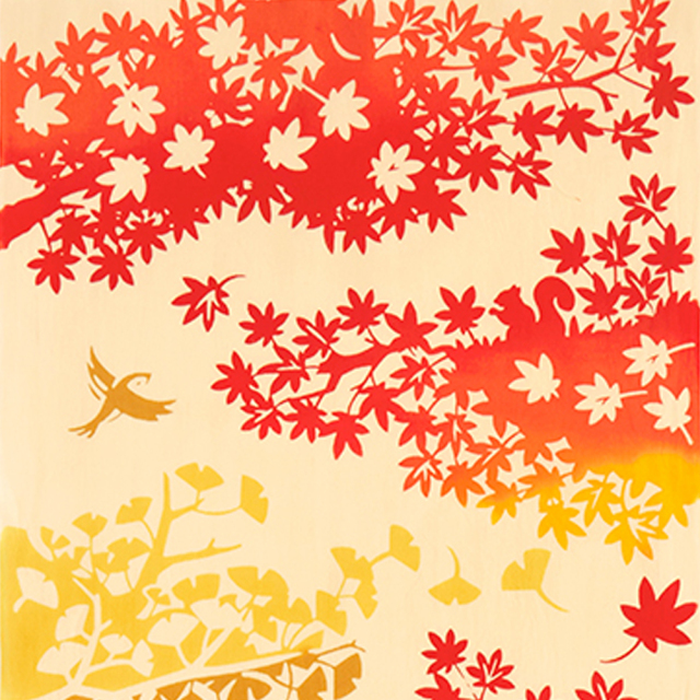 気音間　手ぬぐい　富士見紅葉