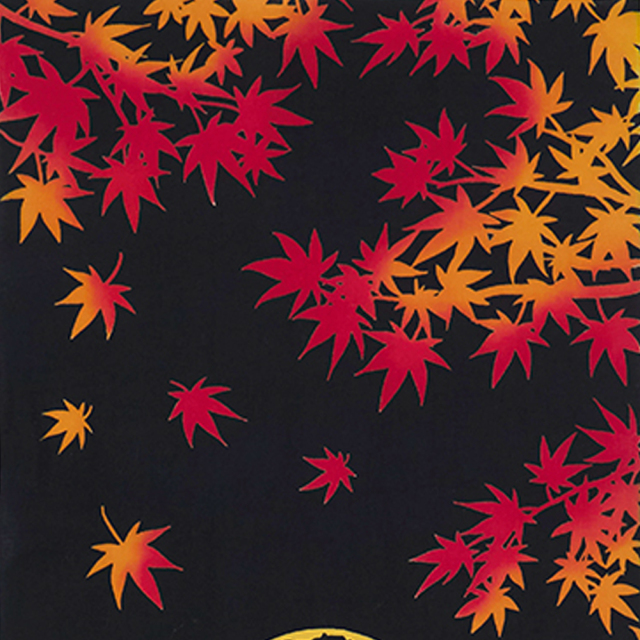 気音間　手ぬぐい　紅葉の名月