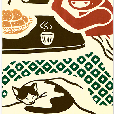 気音間手ぬぐい　鬼と恵方巻