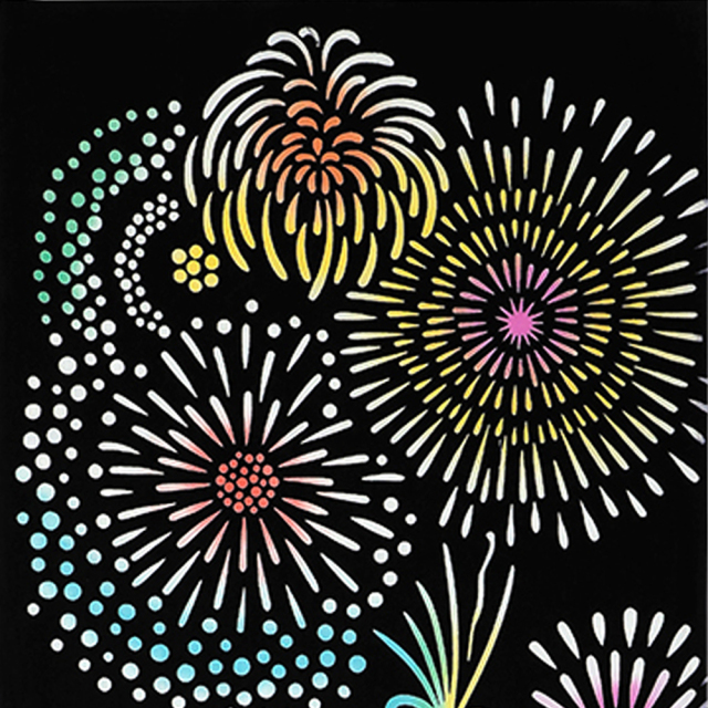 気音間　手ぬぐい　花束花火