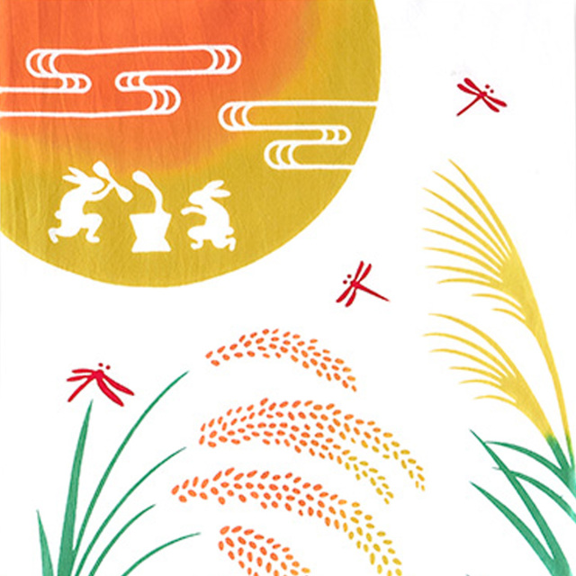 気音間手ぬぐい　月見うさぎ餅