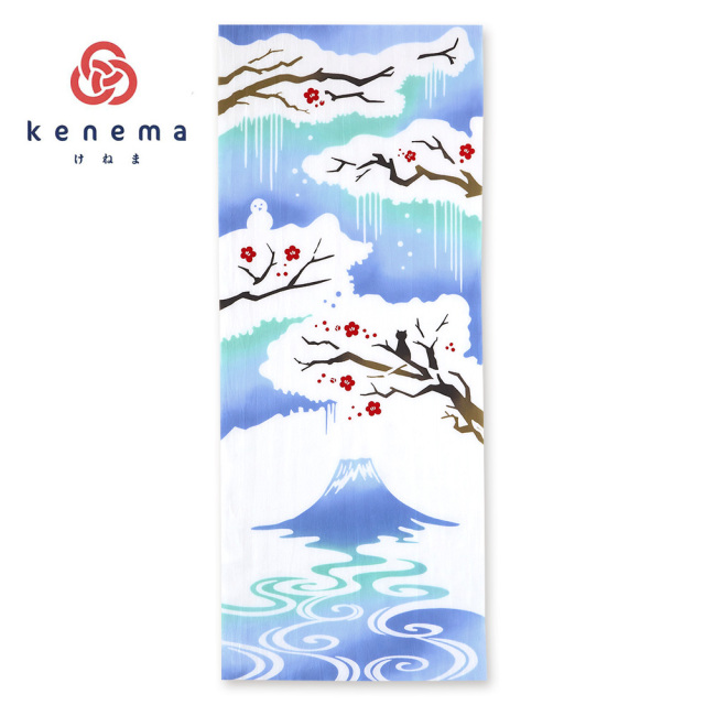 気音間手ぬぐい　富士見雪景