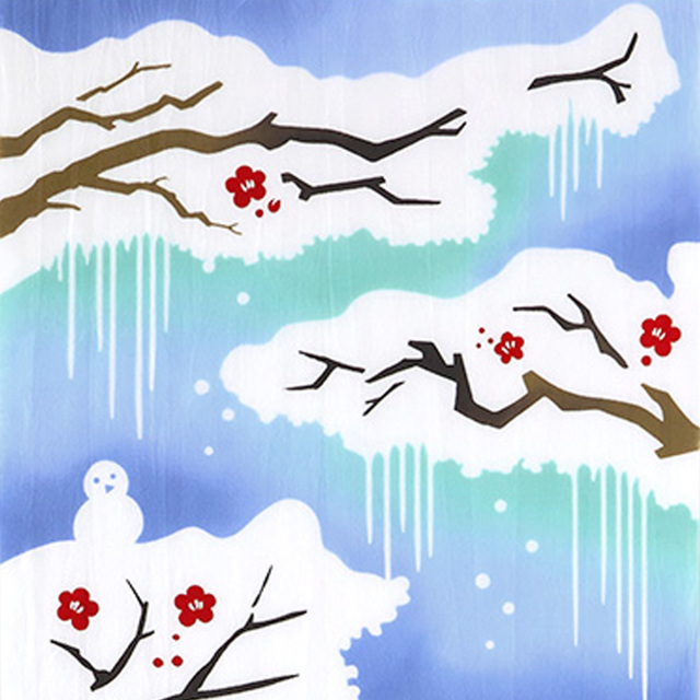 気音間手ぬぐい　富士見雪景