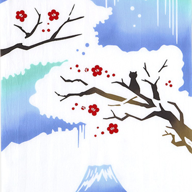 気音間手ぬぐい　富士見雪景