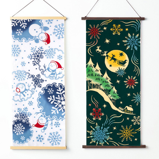 気音間手ぬぐい　雪花舞う イメージ