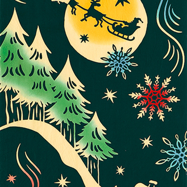 気音間手ぬぐい　ムーンライトクリスマス