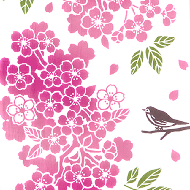 気音間　手ぬぐい　萌芽桜