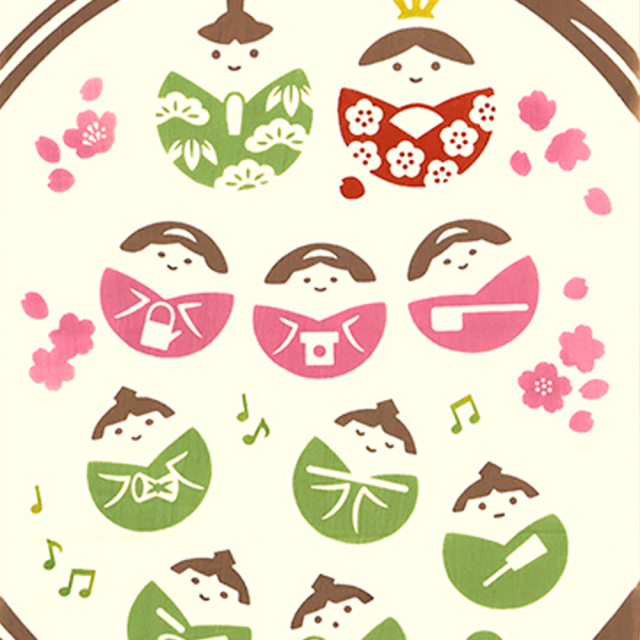 気音間　手ぬぐい　おいしいひな祭り