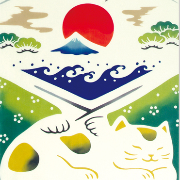 気音間　手ぬぐい　ちょんまげ神様