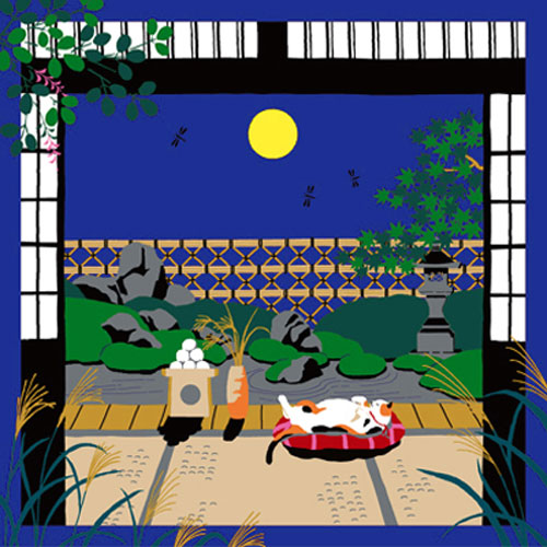 三毛猫みけ　お月見