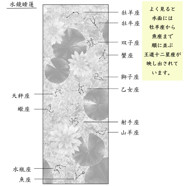 本金箔押掛軸 水鏡睡蓮(スイキョウスイレン) 田畑汐華